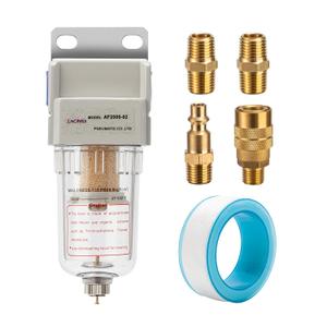 Air Compressor Water Separator 1/4NPT,Compressed Air Line Filter,Air Dryer for Compressor AF2000-02,5 Micron Brass Element,Manual Drain,Bracket