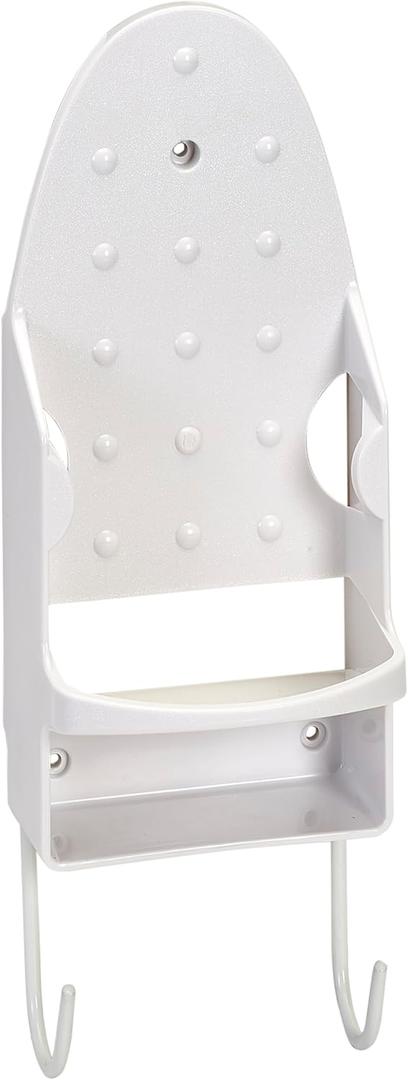 Wall Mount Iron and Ironing Board Organizer Laundry Room Storage Fits Smaller Irons Easy Assembly White (1 Pack)