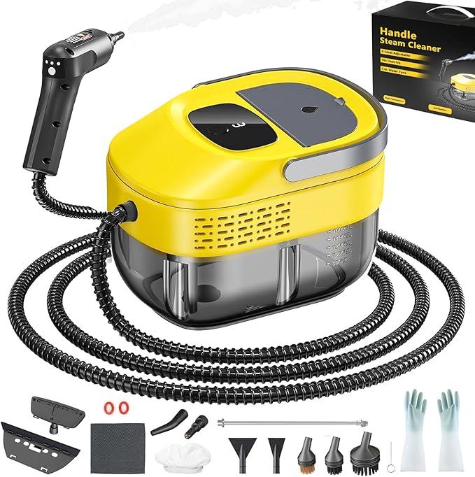 2026 New 3 Level Adjustable Pressurized Handheld Steam Cleaner for Home, 10s Heat-Up Handheld Steamer for Cleaning, 1.6 Qt Tank Portable Steam Cleaner Handheld for Car,Grout,Tile,Couch,Floor