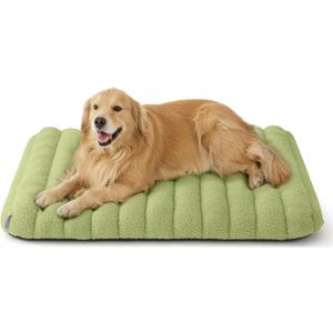 Lesure Cute Orthopedic Dog Bed for Extra Large Dogs, XL Waterproof Chic Flat Pet Beds with Removable Washable Cover, Fuzzy Thick Egg Crate Foam Pet Mat for Indoor Use (44" x 32", Green)