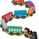 Melissa & Doug Wooden Train Cars, 8-Piece Magnetic Train Set with Toy Storage Tray, Steam Engine, Caboose, Coal & Passenger Cars, Montessori-Inspired Pretend Play Toys for Kids Ages 3+