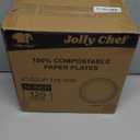 JOLLY CHEF Compostable Heavy Duty Plates   [ ] Eco-Friendly Disposable White Paper Plates Made of Bagasse Biodegradable for Party Dinner Sugarcane Fibers Thanksgiving Day (125 Count (Pack of 1))