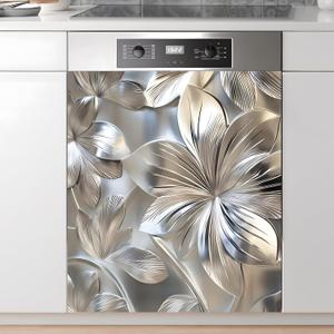 Dishwasher Magnet Sticker Cover Panel Decal Refrigerator Magnetic Sticker Decorative for Kitchen Decoration, Fridge Door Cover, Home Appliances Decor Stickers 23"x26" (Flowers 1)
