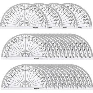 eBoot 28 Pack Clear 180 Degree Plastic Protractors for Angle Measurement, 10 cm
