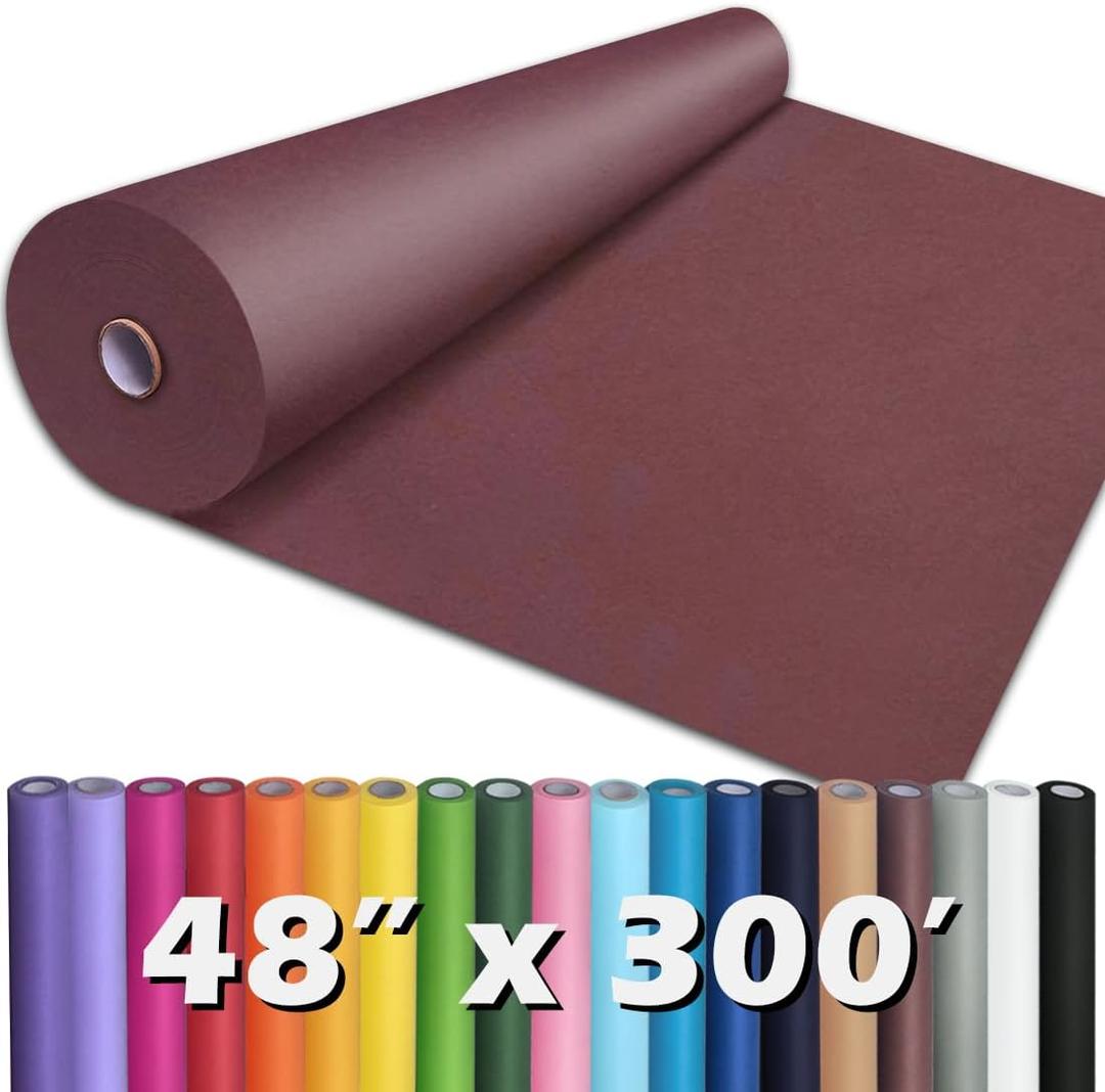 PerkHomy Wine Red Kraft Paper Roll 48" x 3,600" (300') for Gift Wrapping Bouquet Flower Art Painting Craft Writing Packaging Shipping 80GSM 55LB (Wine Red, 48" x 300')