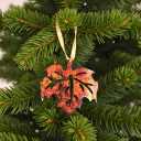 Handmade Coconut Shell Maple Leaf Hanging Ornament, Natural Fall Decor, Autumn Tree Decoration (Red)