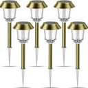 XMCOSY+ Solar Pathway Lights Waterproof - 6 Pack Solar Lights Outdoor, 10-40 LM Dimmable Outdoor Solar Light for Yard Pathway Garden Driveway Walkway (Bronze)