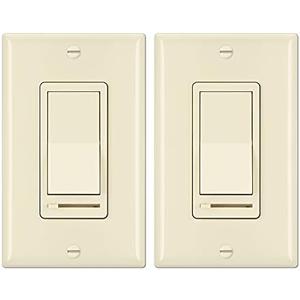 BESTTEN 2 Pack Almond Dimmer Wall Light Switch, Compatible with Dimmable LED, CFL, Incandescent and Halogen Bulb, Single Pole or 3-Way Dimmer Switches, 120VAC, Decorator Wall Plate Included