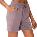 SANTINY Women's Cotton Shorts 5'' Lounge Yoga Shorts Jersey Sweat Bermuda Shorts for Women Walking Athletic with Pockets, Dusty Purple Color, Small