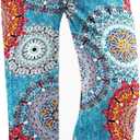 iniber Women's Comfy Pajama Pants Casual Lounge Pant Wide Leg Palazzo Stretch Drawstring Bottoms (3X-Large, Pot Flower)