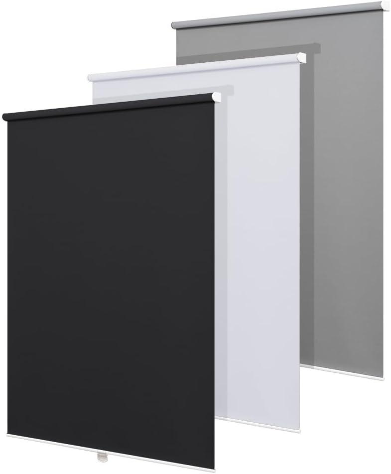 Blackout Roller Shades Blinds Cordless for Windows Without Tools and Drill, Thermal Insulated Free-Stop Blinds, UV Protection Fabric for Living Room, Easy to Install (23" W x 72" H, Black)