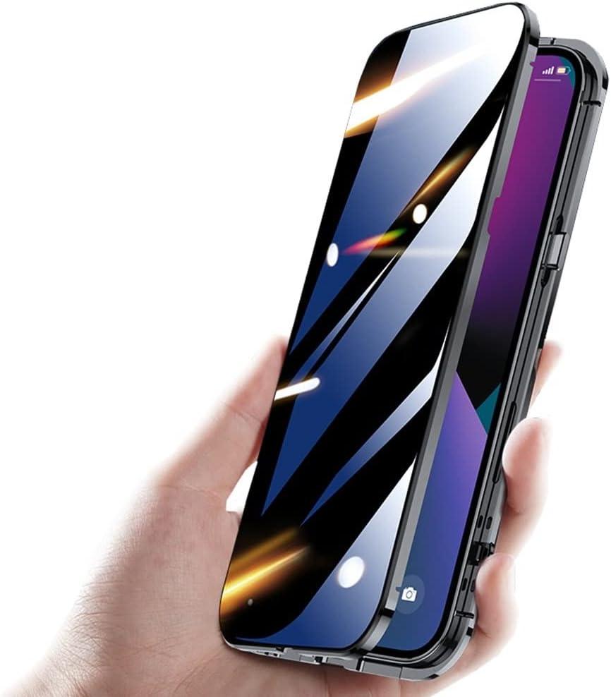 HENGHUI Lockable Anti Peeping Case for iPhone 15 Pro Magnetic Glass Case with Camera Lens Protector Privacy Screen Glass Protector Bumper Case Anti peep Cover with Lock (Black)