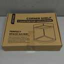 Demigo Bathroom Corner Counter Organizer 13.2x9.9 inch, 2 Tier Acacia Wood Organizer Countertop, Corner Storage Shelf Standing Rack, Cosmetic Vanity Tray Kitchen Spice Rack, Bathroom Storage Décor