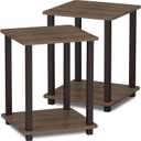 Furinno Simplistic Set of 2 End Table, Walnut/Brown