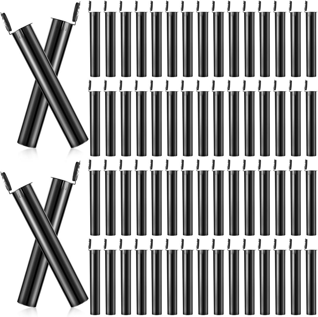 Frienda 300 Pcs 116mm Black Plastic Tubes Bulk Plastic Tube 150/300/600 Pcs Waterproof Sealing Container Tubes Empty Holders with Lids