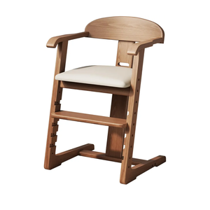 Wooden High Chair for Babies and Toddlers - Adjustable Height Easy to Clean Toddler Highchair - Kids Dining Chair from 3 Years to 200 Lb, Grow with Child(Yellow)