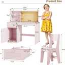 FTZxHKLX Kids Study Desk with Chair, Children Study Table and Chairs for 5-12 Years Old, Wooden Kids Desk and Chair Set with Hutch and Storage Cabinet for Bedroom, Study Room, Pink