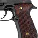 Cool Hand Wood Grips for Beretta 92/96 Full Size, 92 fs, m9, 92a1, 92 INOX, Gold Grips Screws Included, Checker Diamond Cut Texture, 1/4" Thin (Brown)