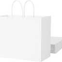 SUNCOLOR White Gift Bags with Handles, Large 13x10x5.5 Inch, 25 Pack, for Birthday, Wedding, Retail, Shopping