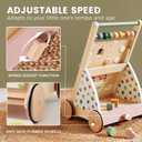 Tiny Land Wooden Baby Walker with Adjustable Speed, Montessori Activity Push Walker Toy for Toddlers, Baby Gift Parents Love for Boys & Girls(Morandi)