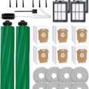 28 Pcs Accessories Set for iRobot Roomba Plus 405/505/507 Combo Robot Vacuum Cleaner: 2 Main Brushes, 6 Side Brushes, 4 HEPA Filters,8 Dust Bags, 6 Mop Pads, 2 Cleaning Brushes