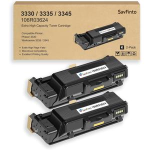 SavFinto 3335 106R03624 Extra High Capacity Toner Cartridge Replacement for Xerox Phaser 3330 3330dni WorkCentre 3335 3335dni 3345 3345dni Laser Printers(15,000 Pages, Black, 2-Pack )