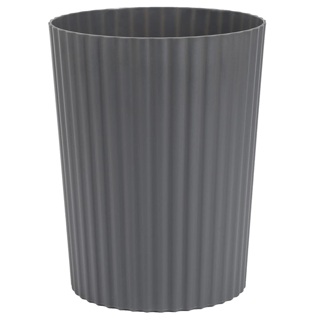 JiatuA Small Trash Can Plastic Wastebasket Round Garbage Container Bin for Bathroom, Kitchen, Bedroom, Home Office, College Dorm, Dark Grey (1.8 Gallons)