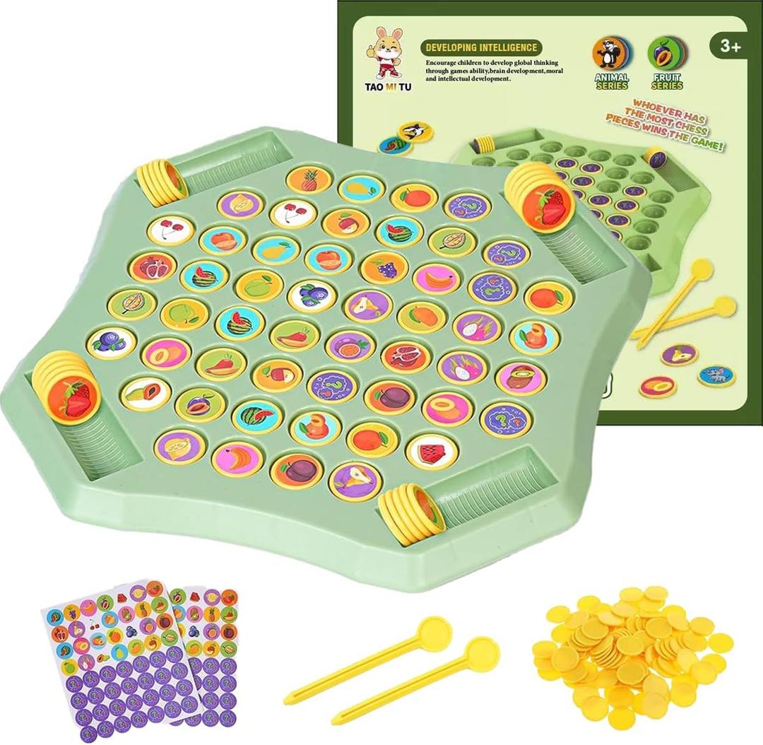 Flip Chess Memory Game, 54PCS Fruit Matching Puzzle Toy for Kids & Preschool, Educational Montessori Board Game for Memory & Logic, Family Fun, Birthday