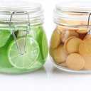 Glass Jars With Airtight Lids 16 OZ 2 Set Wide Mouth Food Storage Canisters Leakproof Sealed Jar Containers With Clamp Lids For Coffee,Sugar, Spices,Snacks, Pickles,Cereal,Tea Bags,Candy,Cookies