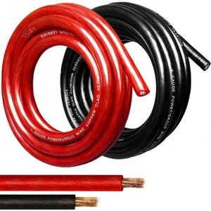DLronwey 4 Gauge Wire,(10ft Each - Red/Black) 4 AWG Battery Cable, Copper Clad Aluminum CCA Welding Cable for Car Audio,Battery Systems,RVs,Solar Systems,Amp Wiring Kit