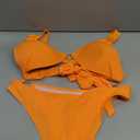 SweatyRocks Women's Ring Linked Halter Push Up Bikini Swimsuit High Stretch Bathing Suit Swimwear Set Swimming Suit Two Piece (Large, Orange)