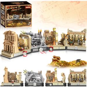 QEINIE Temple Building Set for Adults, Temple of Golden Idol 5-in-1 Construction Building Toys, Classic Movie Scene Building Blocks for Adults & Teens, Collectible Present for Movie Fans (2388PCS)