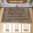 Door Mat Indoor Outside Entrance 17"x30", Low-Profile Non Slip Outdoor Inside Doormat Entryway Mat, Dirt Resistant Absorbent Front Porch Welcome Entry Mats, Washable Easy Clean, Brown