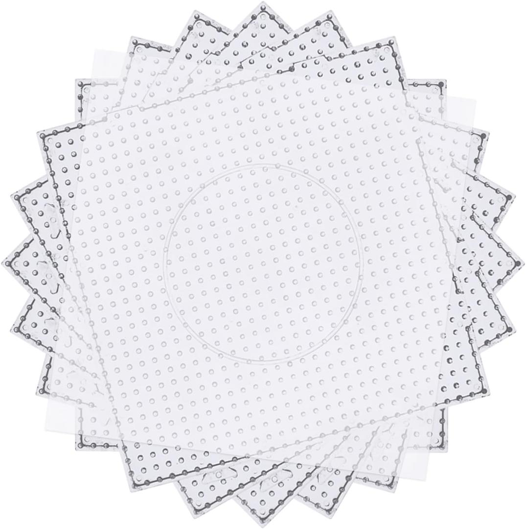 Phinus 6 PCS 5mm Fuse Beads Pegboards Kits, Plastic Bead Boards with 4 PCS Ironing Paper, Large Square Clear Beads Pegboards for Kids Craft Bead, DIY Craft Bead