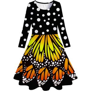 Funnycokid Girls Dress Size 4-13 Long Sleeve Kids Clothes