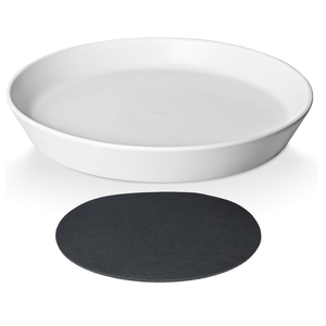 Plant Saucer 10 Inch, 1 Pack Large Plant Saucers Glazed Ceramic Tray for Flower Pot, Classic Sturdy Planter Water Catcher Tray for Plant Base,White