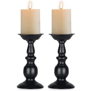 2 Pcs Black Pillar Candle Holders, Most Ideal for 3" Pillar Candles, Gifts for Wedding, Party, Home, Spa, Reiki, Votive Candle (2 x L)