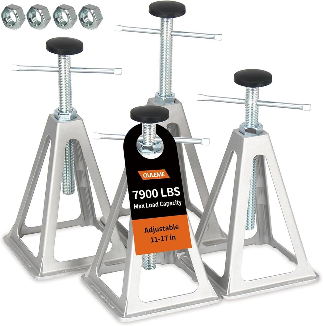 OULEME RV Stabilizer Jacks, 7900 lbs Capacity, Stack Jack Stands for RV Camper Travel Trailer, Support up to 7900 Lbs, with Additional Screw Nuts and Cushion Rubber Mats - 4 Pack