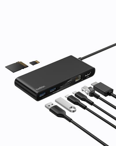 Belkin Connect 8-Port USB C Hub, Supports Display w/Resolutions up to 4K@60Hz - Works with Mac, Windows, and Chromebook - 100W PD w/ 10Gbps Data Transfer Speeds & 2.5Gbps Ethernet - Black