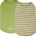 KYEESE 2Pack Dog Shirt, Soft Striped Dogs T Shirts, Lightweight Pet Tank Top, Sleeveless Dog Shirt for Small Dogs, Stretchy Comfortable Pet Vest, Green, XL