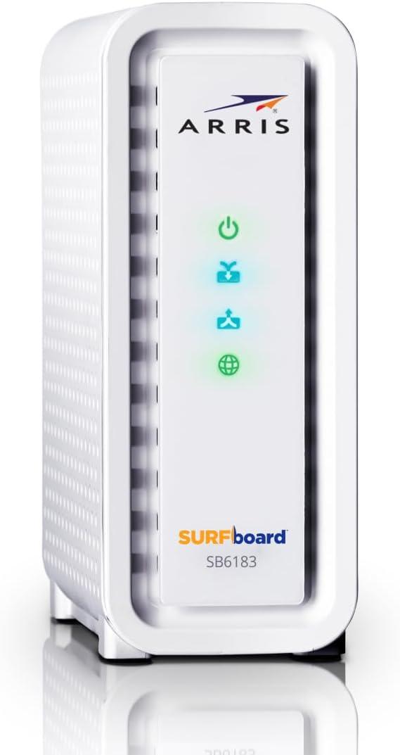 ARRIS (SB6183-RB) Cable Modem - Fast DOCSIS 3.0 16x4 Gigabit Cable Modem, For Comcast Xfinity, Cox, Spectrum and more, 1 Gbps Port, 400 Mbps Max Internet Speed