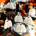 2 x 6 Pieces Halloween Large Ghost Candles White Spooky Scented Halloween Candles Horror Gifts Candle Tea Lights Goth Room Decor for Summer Dining Table Party Bedroom(Goth Style,White)