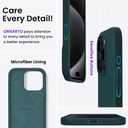 ORNARTO Compatible with iPhone 15 Pro Max Case 6.7", Slim Liquid Silicone 3 Layers Soft Gel Rubber Shockproof Protective Phone Cover with Anti-Scratch Microfiber Lining-Olive Green