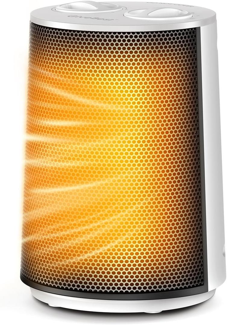 GiveBest Portable Space Heater - 1500W Quiet & Energy Efficient Overheat & Tip-Over Protection, Fast Heating PTC Technology, Ideal for Bedroom, Office & Desk Use, White