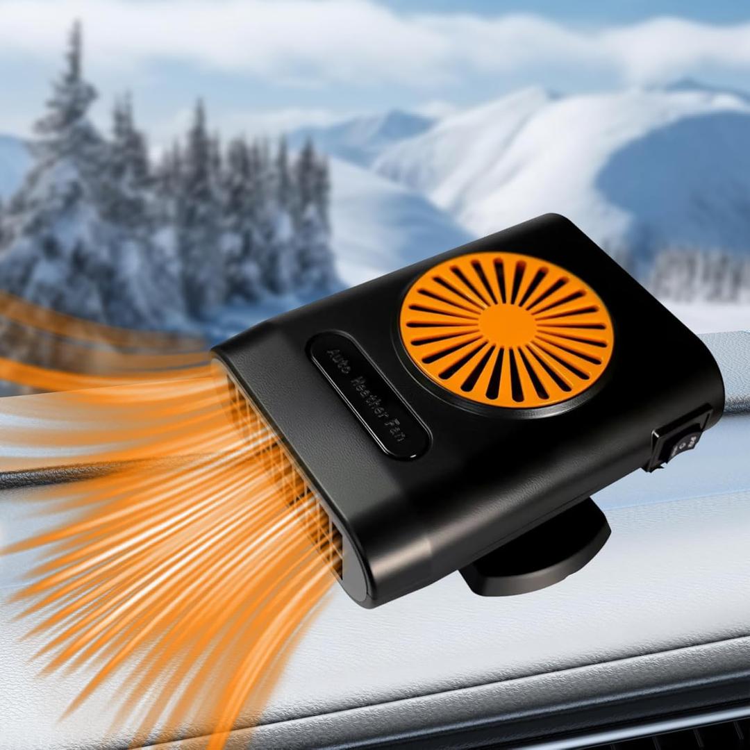 12V Car Heater,200W Portable Car Heater for Vehicle Car Windshield Heater Defrost Defogger Car Heater That Plugs Into Cigarette Lighter (Orange Black)