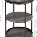 Dulcii Round Side Table with 3 Shelves for Living Room, Bedroom Nightstand with Steel Frame for Small Spaces, Industrial Round Sofa Table (Classic, Grey)