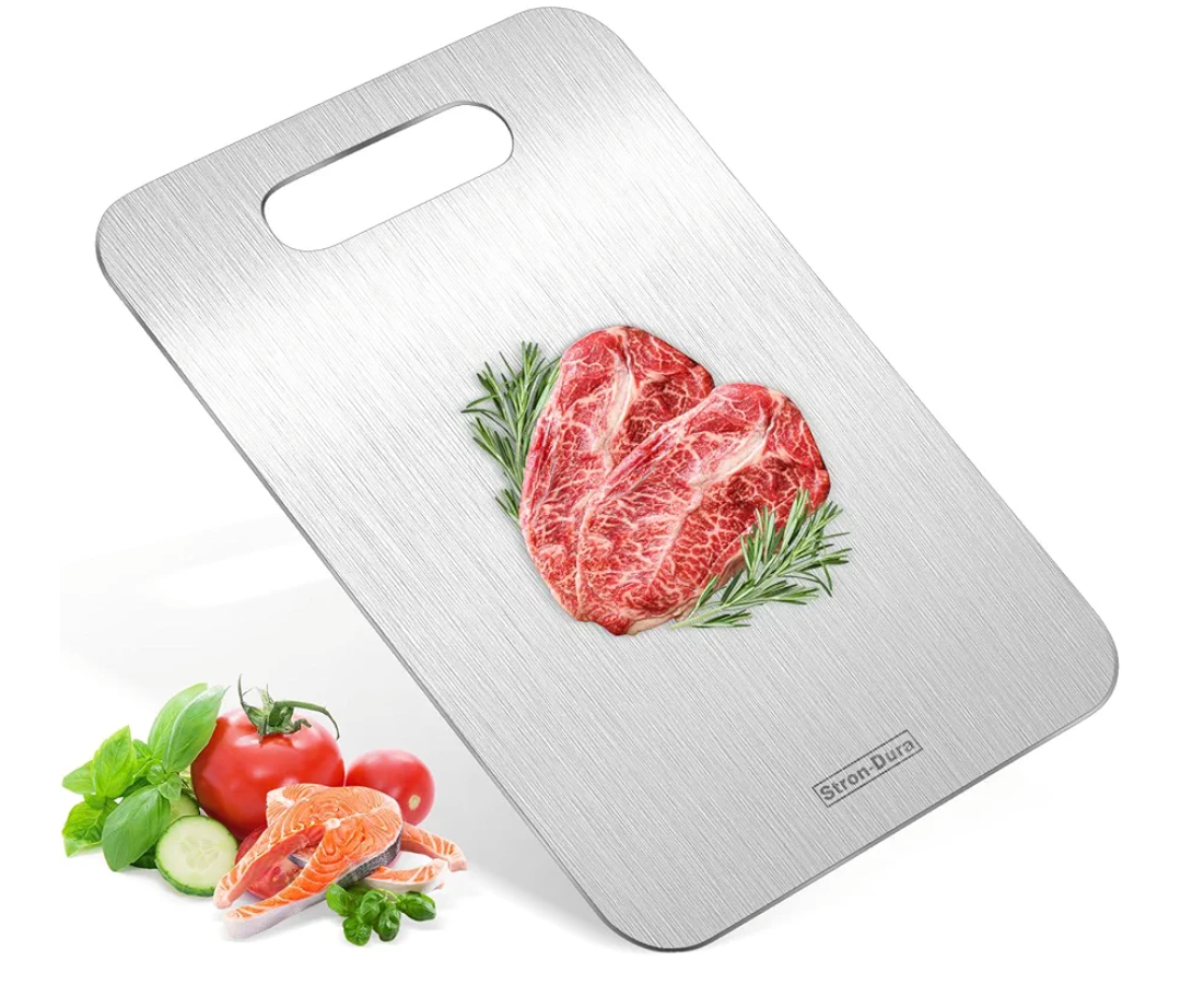 Stron- Dura Cutting Board - 304 Food Grade Stainless Steel Cutting Boards for Kitchen- for cutting Meat, Fruit, Vegetables, Outdoor or Indoor 11.5" X 8" (1, Small)