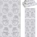Newwiee 3 Pack Winter Snowman Bathroom Towels Set Light Gray 100% Cotton Jacquard Decorative Bath Towels Christmas Hand Towel Washcloth for Bathroom Kitchen Gym Spa Xmas Holiday Winter Gift