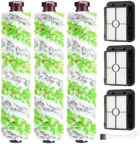 Brush Filter Replacement Compatible with Bissell CrossWave Pet Pro All in One, 3 Multi-Surface Brush Roll 1868 + 3 Vacuum Filter 1866 Vacuum Filter, Compare to Part 1608683, 160-8683, 1608684