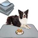 KOOLTAIL Dog Food Mat, Absorbent Pet Feeding Mat for Food and Water Bowls, Placement Pad for Floors with Waterproof Rubber Backing, Quick Dry Water Dispenser Mat for Dogs Puppy Cats, Grey   2 Pack